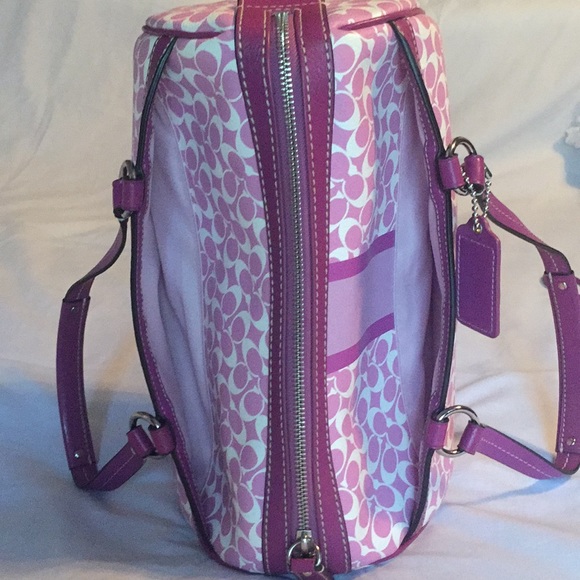 ❌SOLD 🍁💜Coach Chelsea Stripe Satchel💜 - Picture 3 of 8